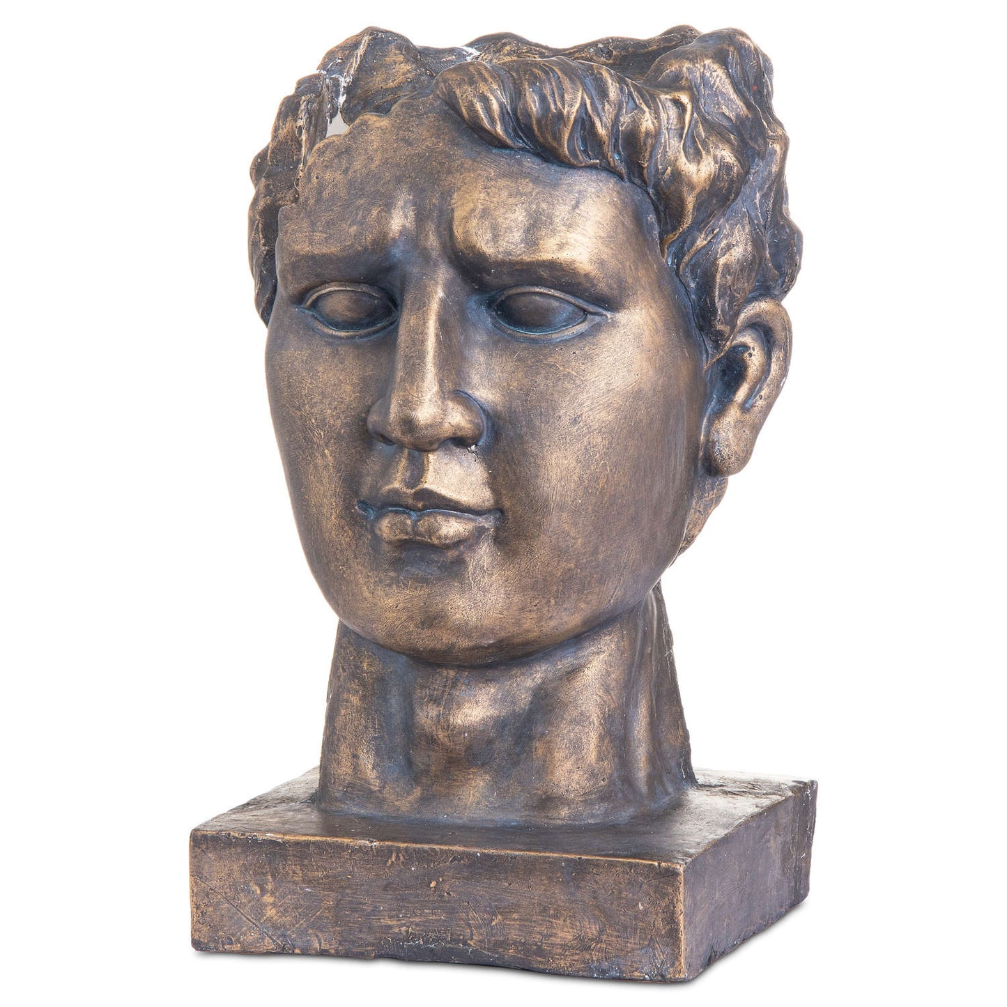 Antique Bronze Roman Head Planter Indoor or Outdoor