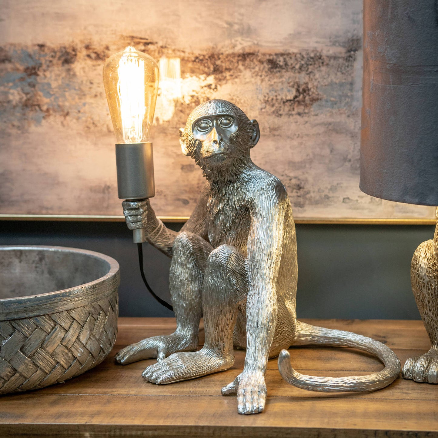 George The Monkey Silver Table Lamp.