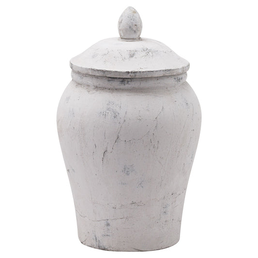 Bloomville Handcrafted Stone Ginger Jar with lid.