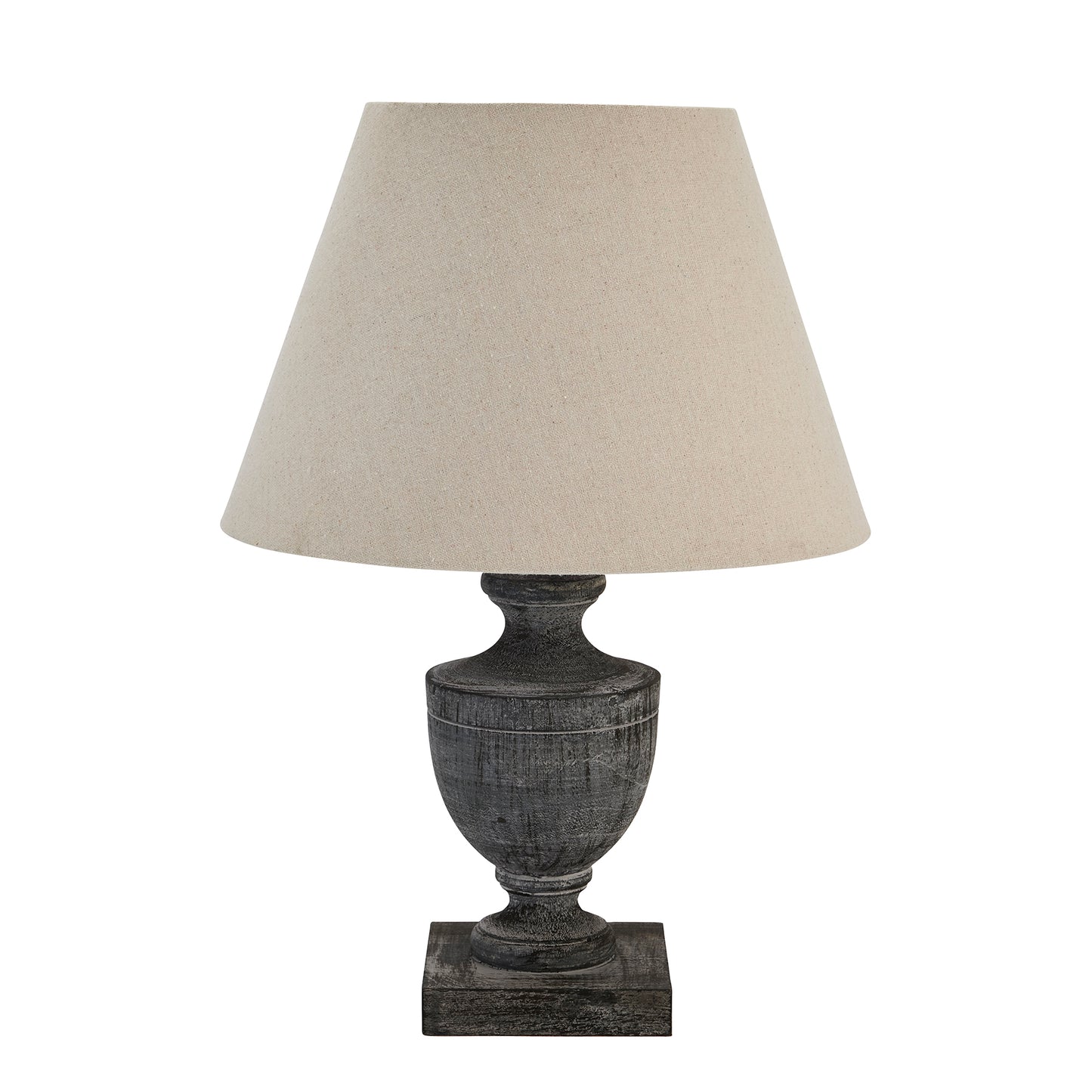 Inca Urn Wooden Table Lamp, a simple and elegant table lamp complete with a linen shade