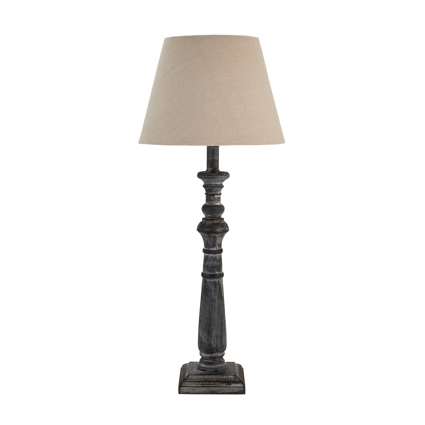 Inca Column Table Lamp is an elegant table lamp complete with a simple, neutral linen shade.