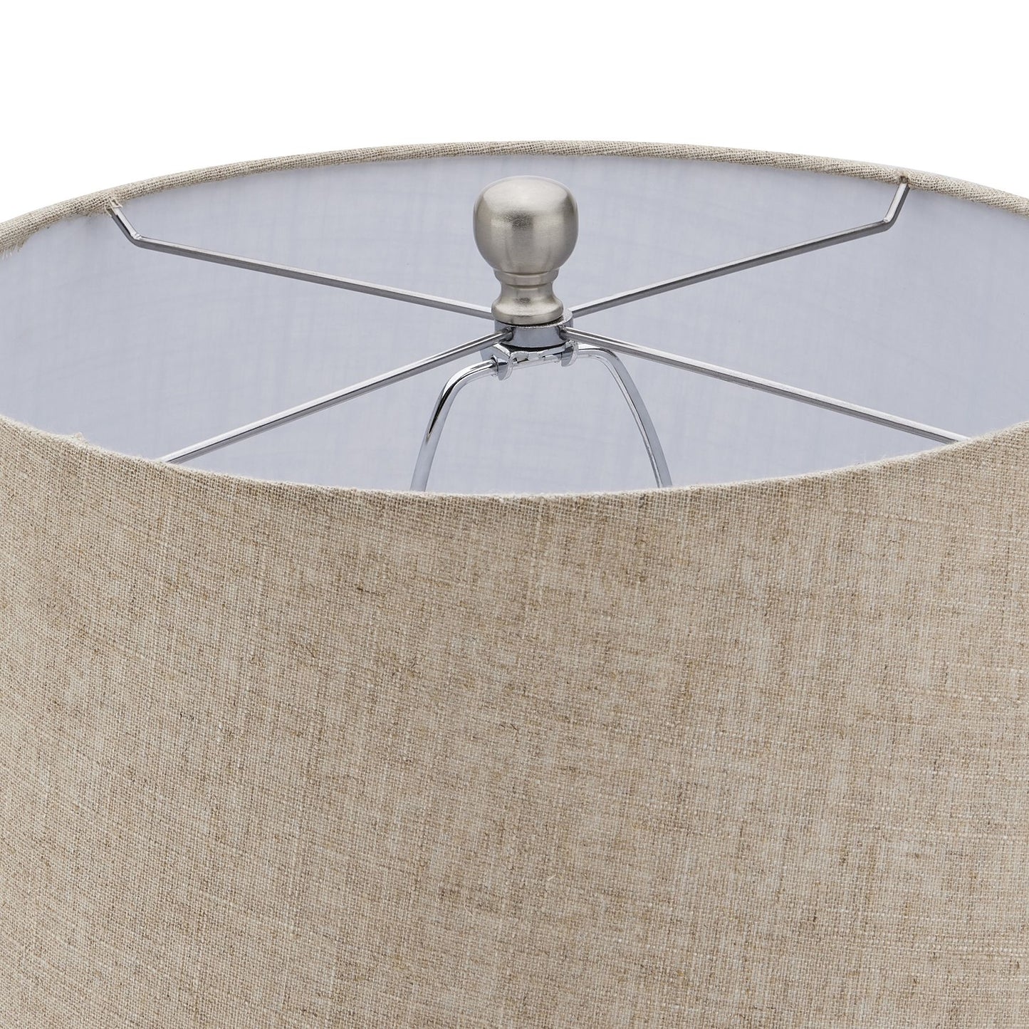 Luminaire Grey Ceramic Lamp handcrafted with a beautiful neutral linen shade