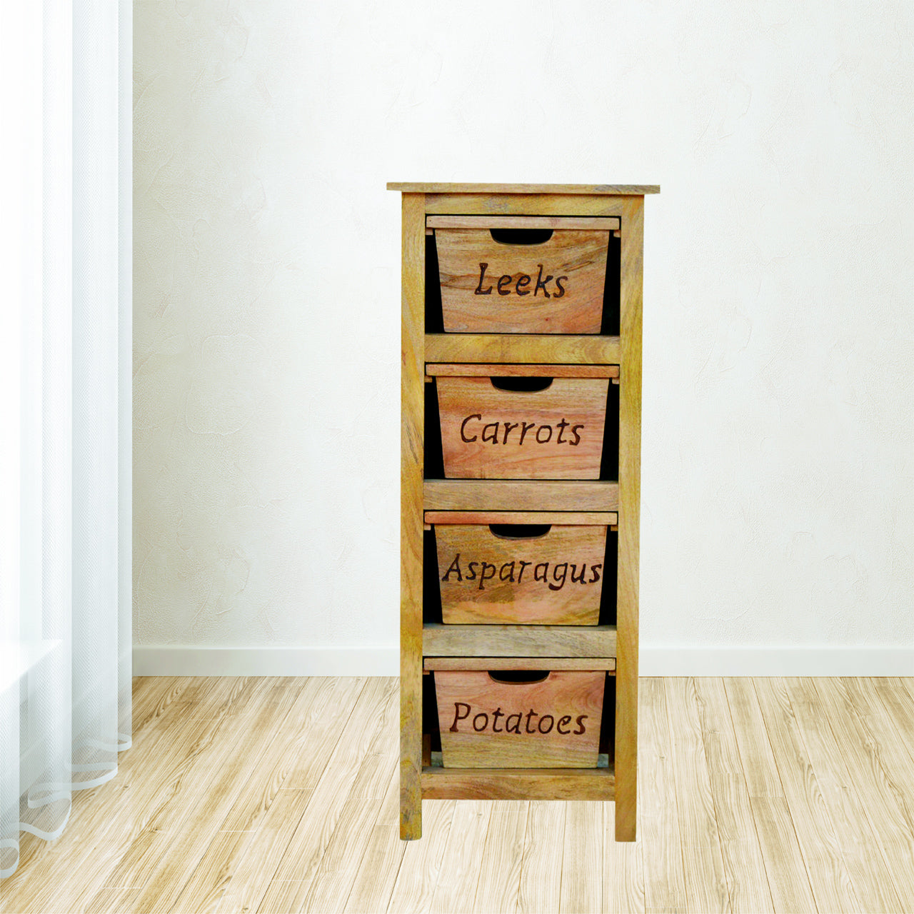 Carved Kitchen Vegetable Rack Cabinet