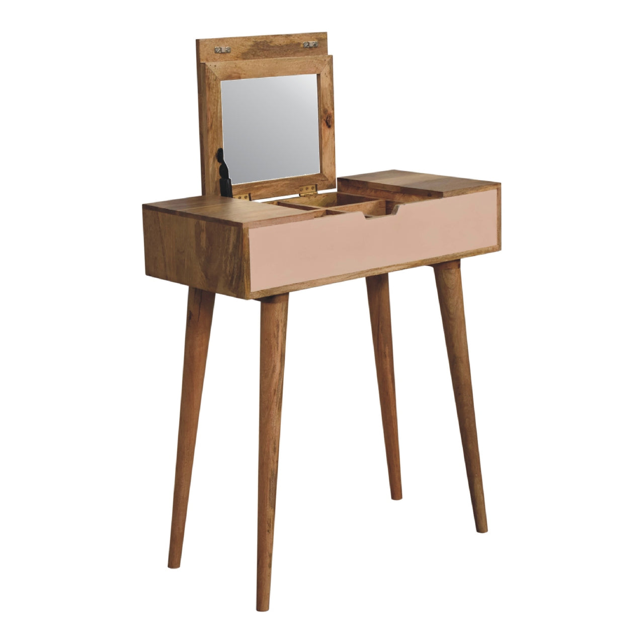 Mini Pink Dressing Table with Folding Mirror