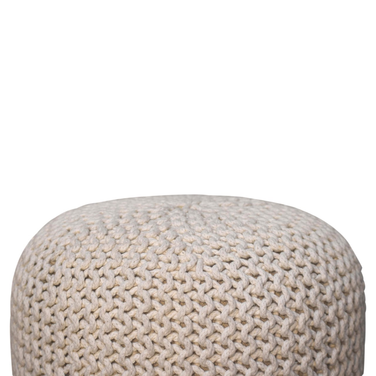 Keeva White Round Handmade Footstool