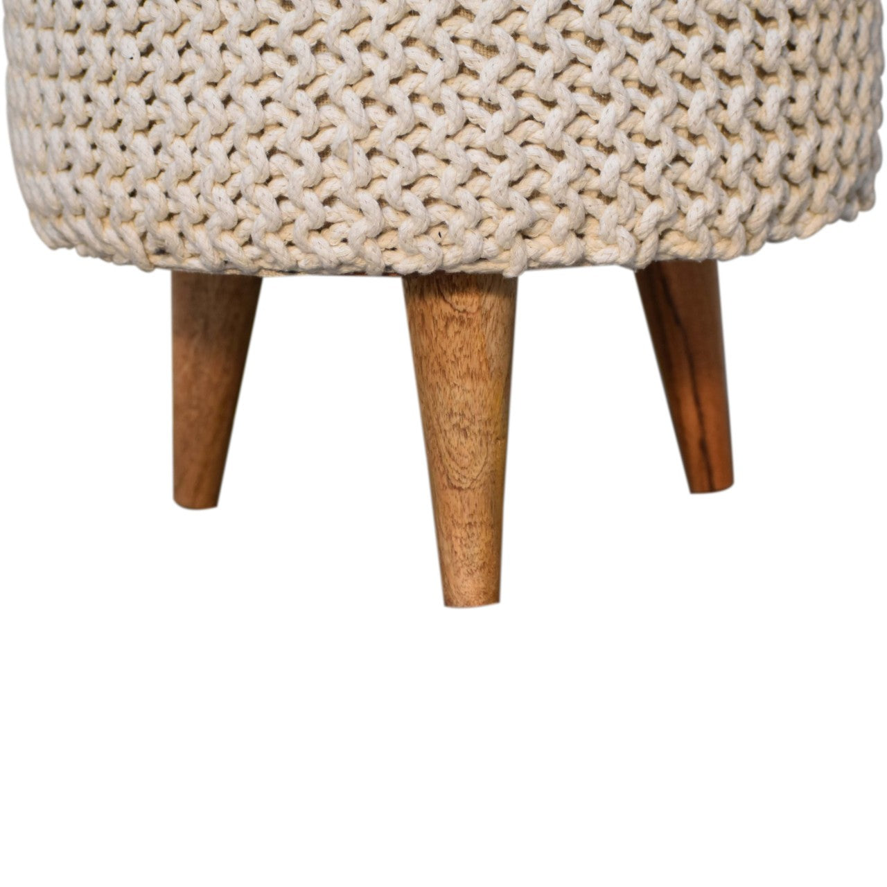 Keeva White Round Handmade Footstool